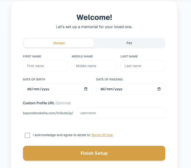 Fill your loved one's details